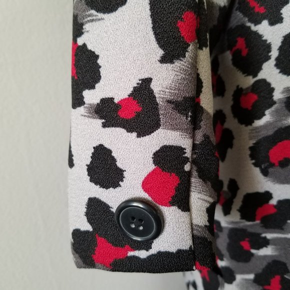 NICOLE MILLER Abstract Animal Print  Trench Coat Button Down Vintage  Sz 8 - Picture 10 of 10